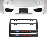 Brand New Universal 100% Real Carbon Fiber Ford Racing License Plate Frame - 2PCS