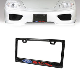 Brand New Universal 100% Real Carbon Fiber Ford Racing License Plate Frame - 1PCS
