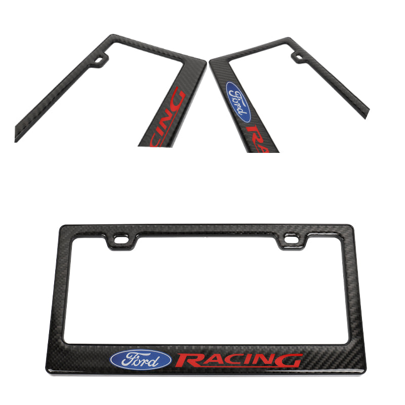 Brand New Universal 100% Real Carbon Fiber Ford Racing License Plate Frame - 2PCS