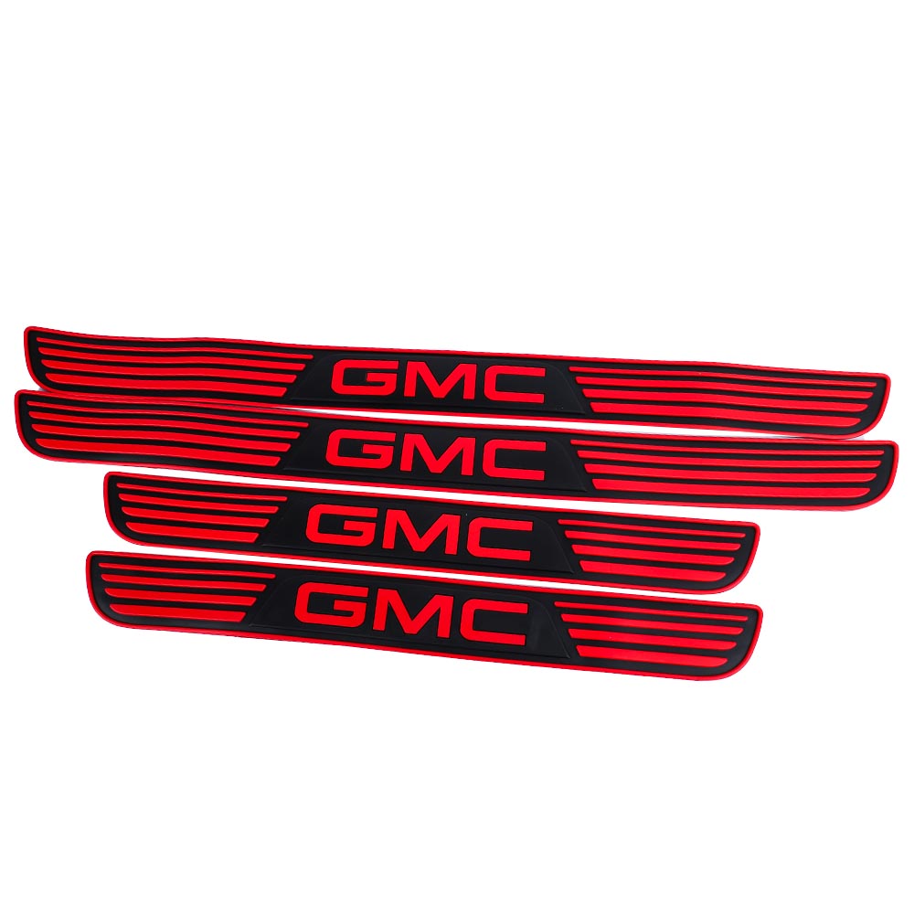 Brand New 4PCS Universal GMC Red Rubber Car Door Scuff Sill Cover Panel Step Protector V2