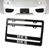 Brand New 2PCS HKS Real 100% Carbon Fiber License Plate Frame Tag Cover Original 3K With Free Caps