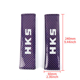 Brand New Universal 2PCS HKS Purple Carbon Fiber Look Car Seat Belt Covers Shoulder Pad
