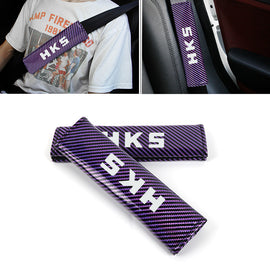 Brand New Universal 2PCS HKS Purple Carbon Fiber Look Car Seat Belt Covers Shoulder Pad