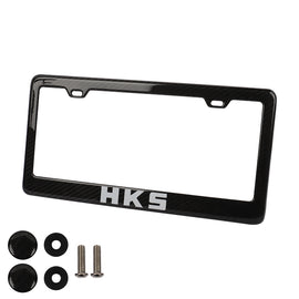 Brand New 1PCS HKS Real 100% Carbon Fiber License Plate Frame Tag Cover Original 3K With Free Caps
