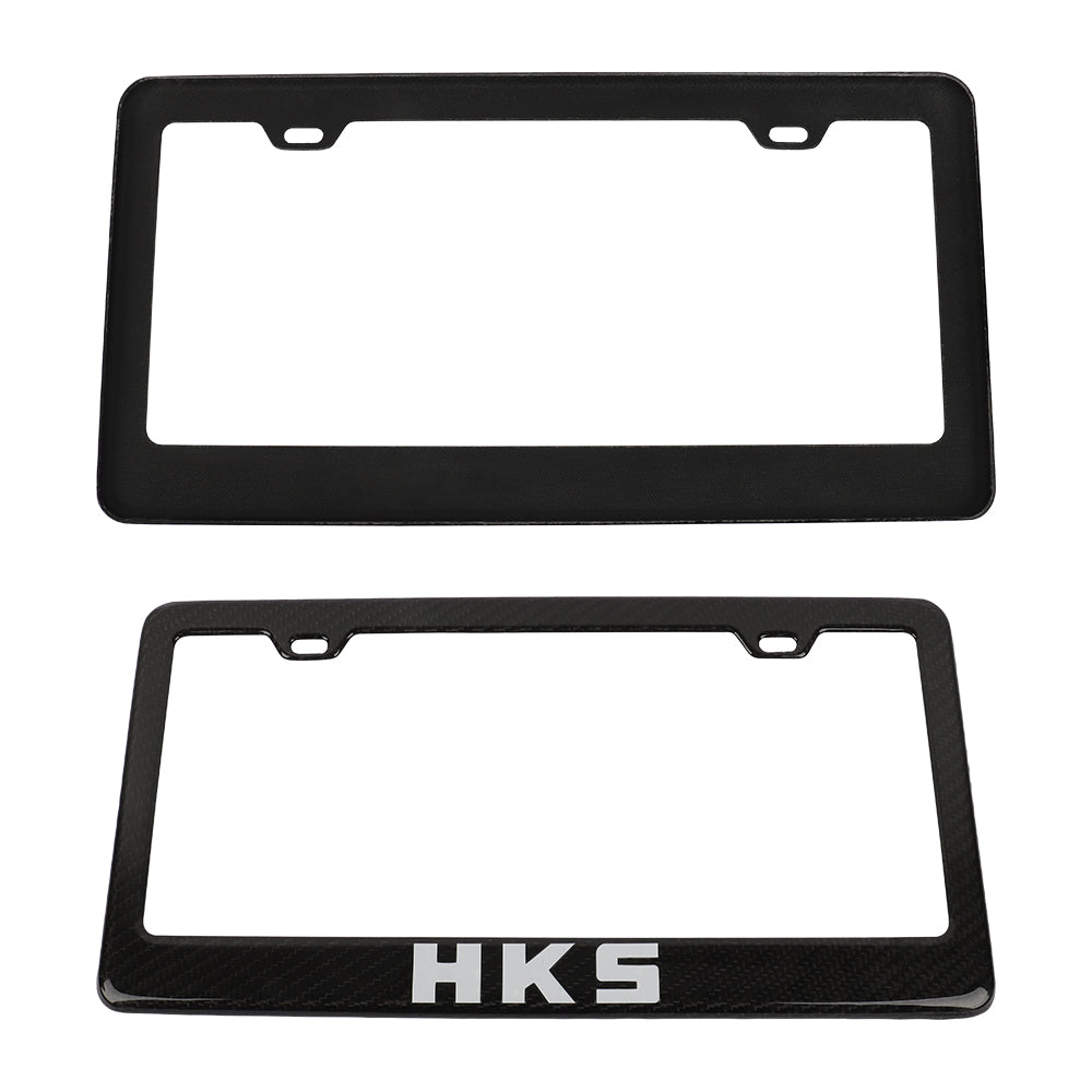 Brand New 2PCS HKS Real 100% Carbon Fiber License Plate Frame Tag Cover Original 3K With Free Caps