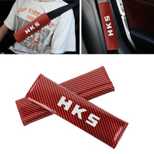 Load image into Gallery viewer, Brand New Universal 2PCS HKS Red Carbon Fiber Look Car Seat Belt Covers Shoulder Pad