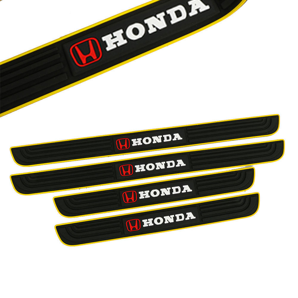 Brand New 4PCS Universal Honda Yellow Rubber Car Door Scuff Sill Cover Panel Step Protector
