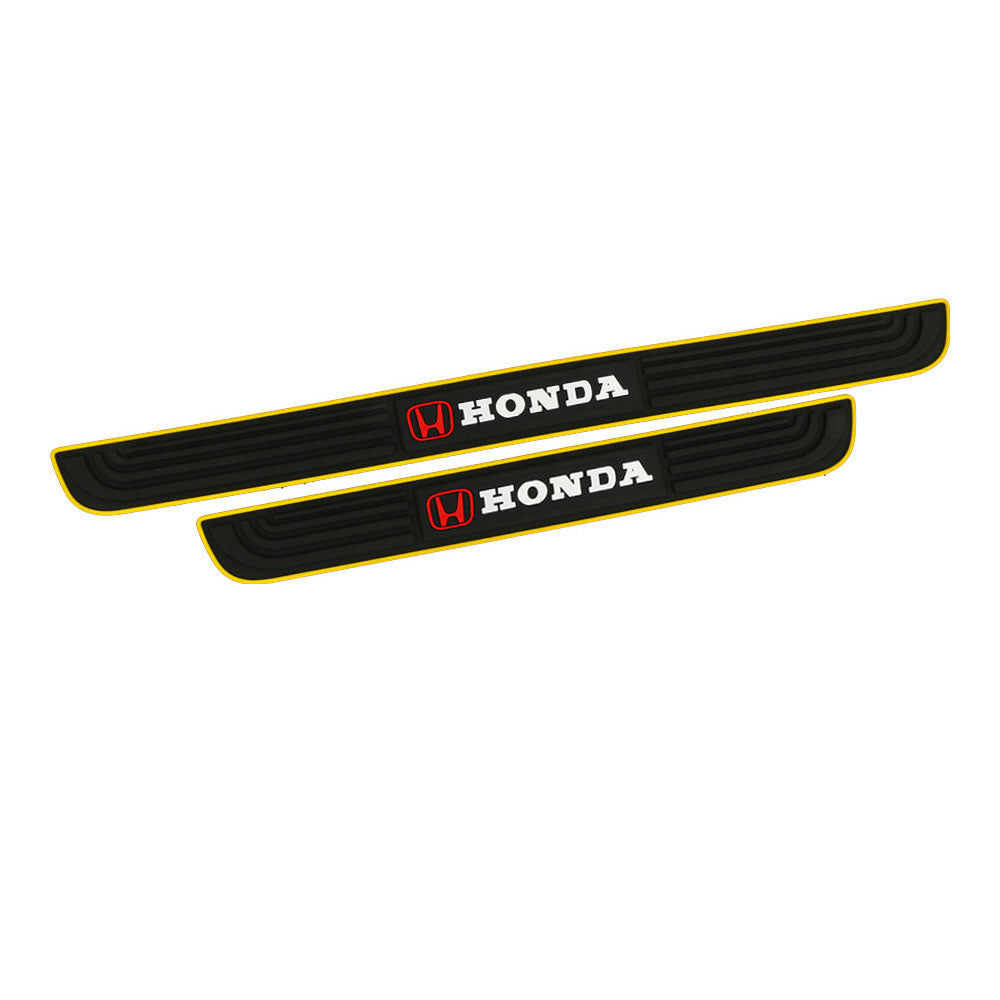 Brand New 4PCS Universal Honda Yellow Rubber Car Door Scuff Sill Cover Panel Step Protector