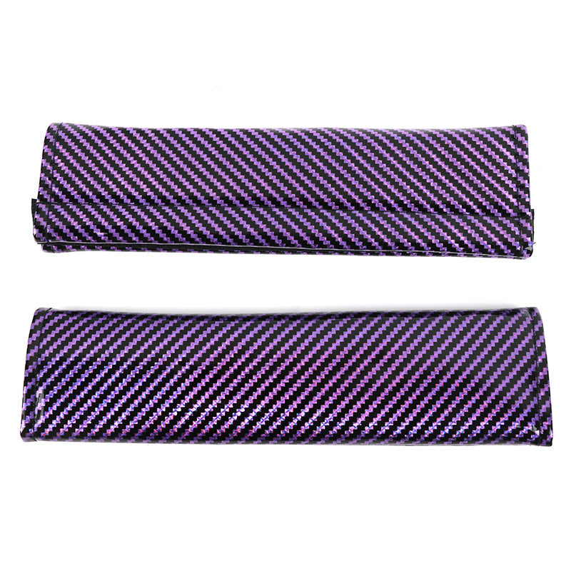 Brand New Universal 2PCS Purple Carbon Fiber Look Car Seat Belt Covers Shoulder Pad