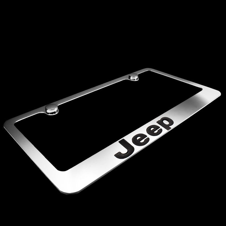 Brand New 2PCS JEEP Chrome Plated Brass License Plate Frame Officially Licensed