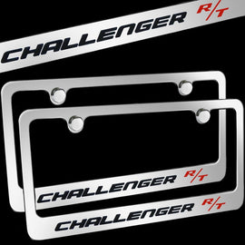 Brand New 2PCS Challenger R/T Chrome Plated Brass License Plate Frame Officially Licensed