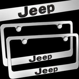 Brand New 2PCS JEEP Chrome Plated Brass License Plate Frame Officially Licensed