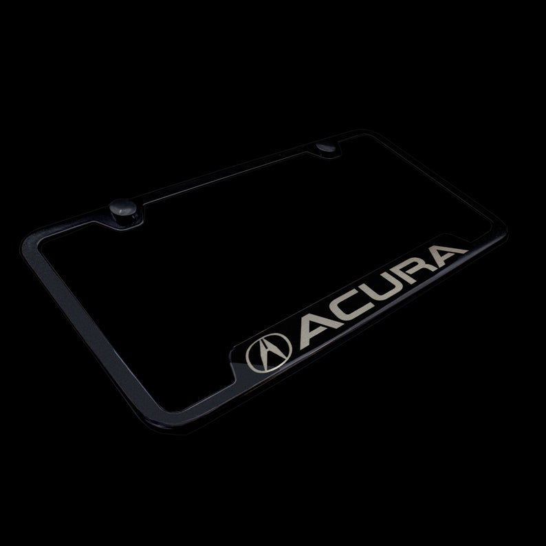 Brand New 2PCS Acura Black Stainless Steel License Plate Frame Officially Licensed