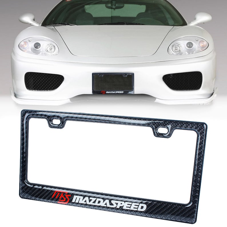 Brand New Universal 100% Real Carbon Fiber Mazdaspeed License Plate Frame - 1PCS