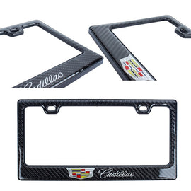 Brand New Universal 100% Real Carbon Fiber Cadillac License Plate Frame - 2PCS