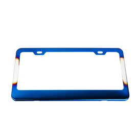 Brand New Universal 1PCS Burnt Blue Titanium Aluminum License Plate Frame Cover with screw cap