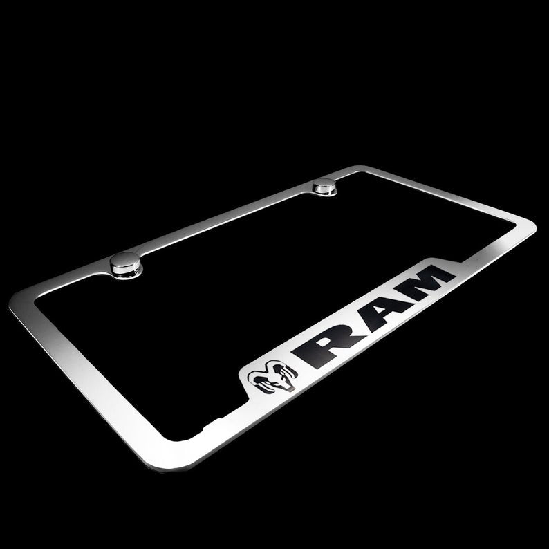 Brand New 2PCS Ram Chrome Stainless Steel License Plate Frame Officially Licensed