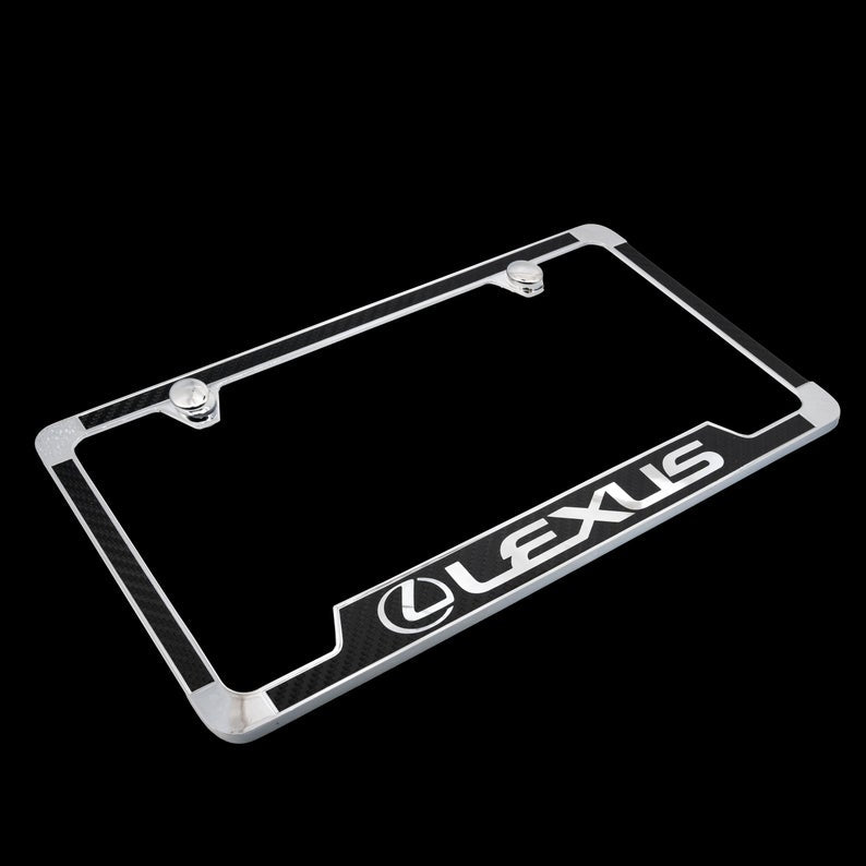 Brand New 1PCS Official Licensed Product Lexus Carbon Fiber Stainless Steel License Plate Frame