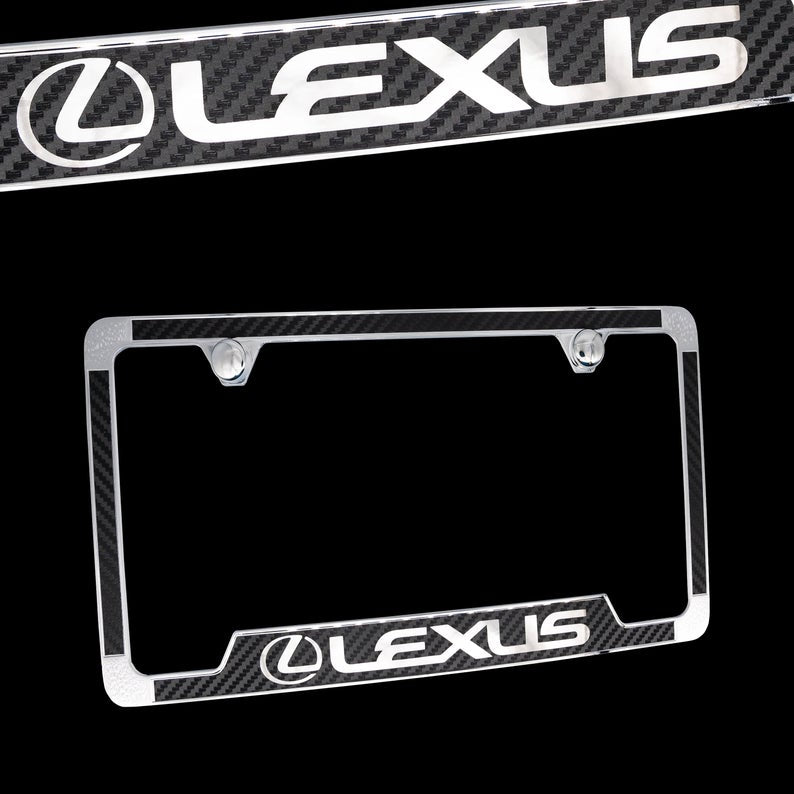 Brand New 1PCS Official Licensed Product Lexus Carbon Fiber Stainless Steel License Plate Frame