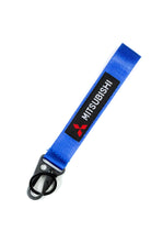 Load image into Gallery viewer, BRAND New JDM Mitsubishi Blue Racing Keychain Metal key Ring Hook Strap Lanyard Universal