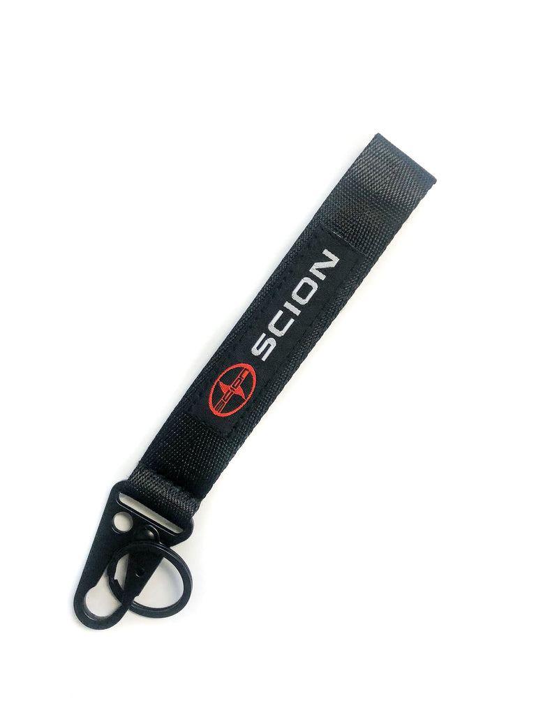BRAND New JDM SCION Black Racing Keychain Metal key Ring Hook Strap La ...
