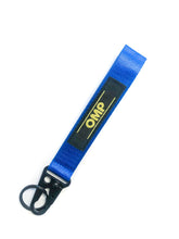 Load image into Gallery viewer, BRAND New JDM OMP Blue Racing Keychain Metal key Ring Hook Strap Lanyard Universal