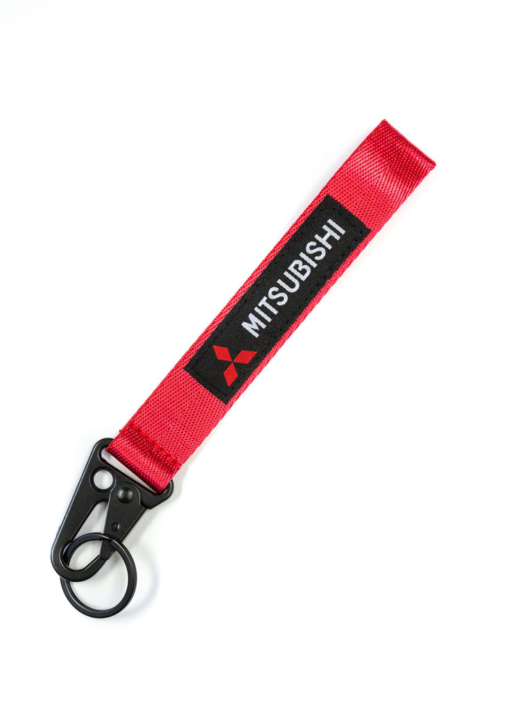 BRAND New JDM Mitsubishi Red Racing Keychain Metal key Ring Hook Strap Lanyard Universal