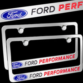 Brand New 2PCS FORD PERFORMANCE Chrome Plated Brass License Plate Frame Officially Licensed