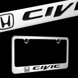 Brand New 1PCS CIVIC Chrome Plated Brass License Plate Frame Officially Licensed