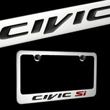 Brand New 1PCS CIVIC SI Chrome Plated Brass License Plate Frame Officially Licensed