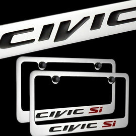 Brand New 2PCS CIVIC SI Chrome Plated Brass License Plate Frame Officially Licensed