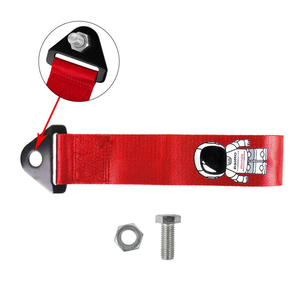 Brand New Asimo Race High Strength Red Tow Towing Strap Hook For Front / REAR BUMPER JDM