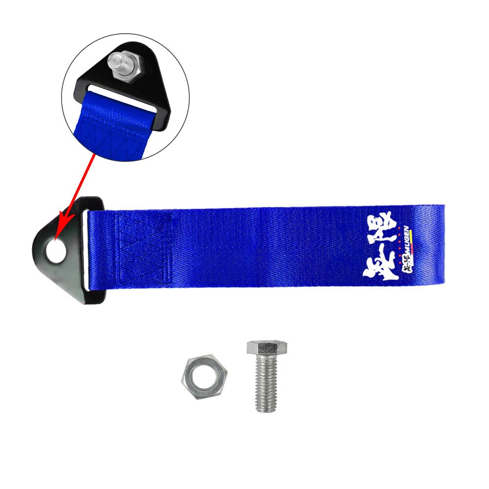 Brand New Mugen Race High Strength Blue Tow Towing Strap Hook For Front / REAR BUMPER JDM