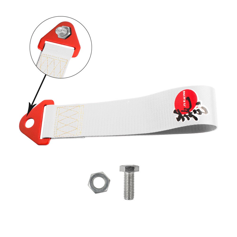 Brand New J's Racing High Strength White Tow Towing Strap Hook For Front / REAR BUMPER JDM