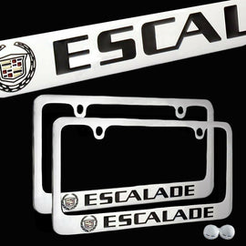 Brand New 2PCS Cadillac Escalade Chrome Plated Brass License Plate Frame Officially Licensed