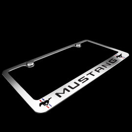 Brand New 2PCS MUSTANG Chrome Plated Brass License Plate Frame Officially Licensed