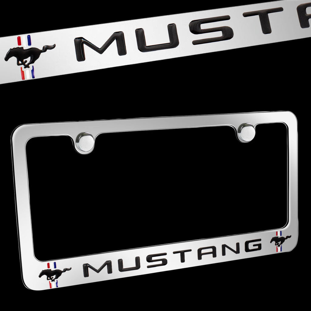 Brand New 1PCS MUSTANG Chrome Plated Brass License Plate Frame Officially Licensed