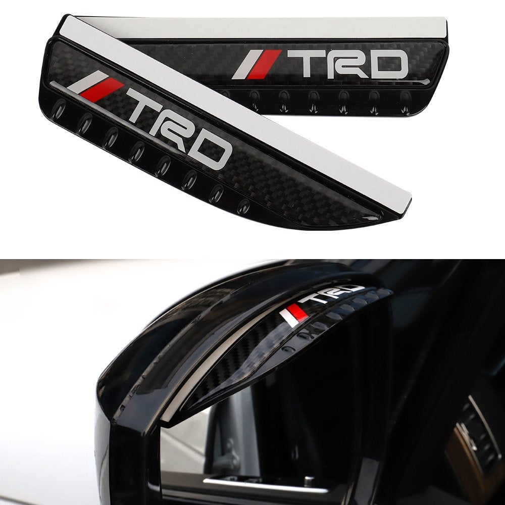 Brand New 2PCS Universal TRD Carbon Fiber Rear View Side Mirror Visor Shade Rain Shield Water Guard