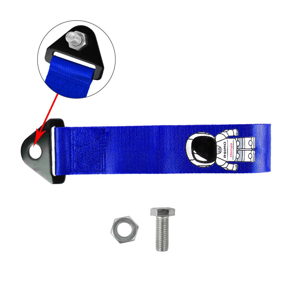 Brand New Asimo Race High Strength Blue Tow Towing Strap Hook For Front / REAR BUMPER JDM