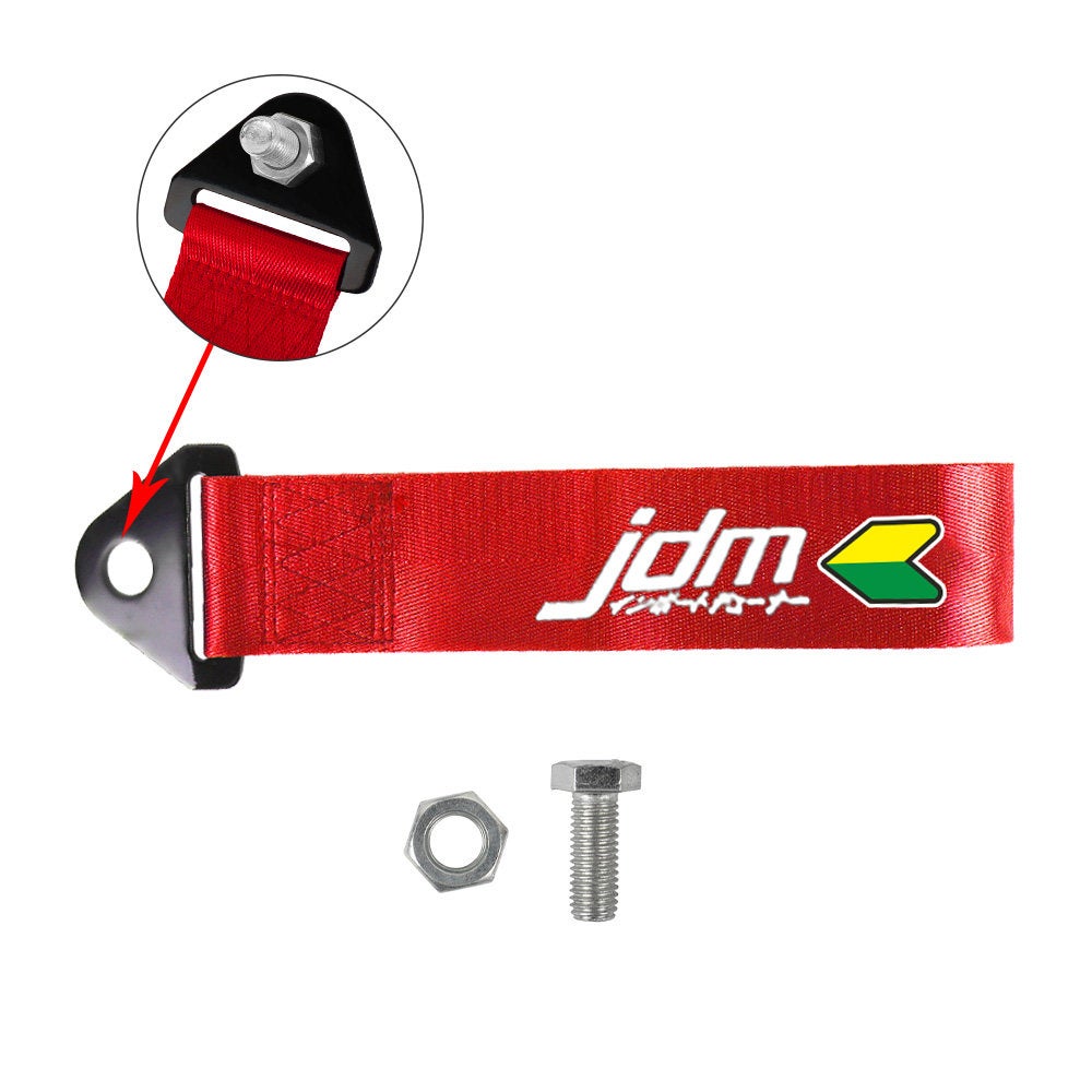 Brand New Jdm Beginner Leaf Race High Strength Red Tow Towing Strap Hook For Front / REAR BUMPER JDM