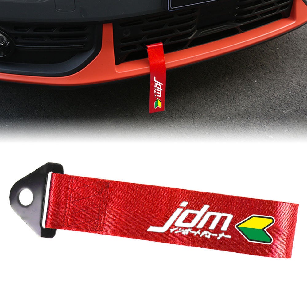 Brand New Jdm Beginner Leaf Race High Strength Red Tow Towing Strap Hook For Front / REAR BUMPER JDM