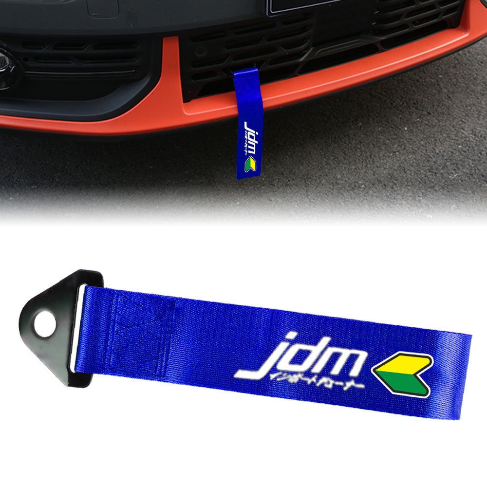 Brand New Jdm Beginner Leaf Race High Strength Blue Tow Towing Strap Hook For Front / REAR BUMPER JDM