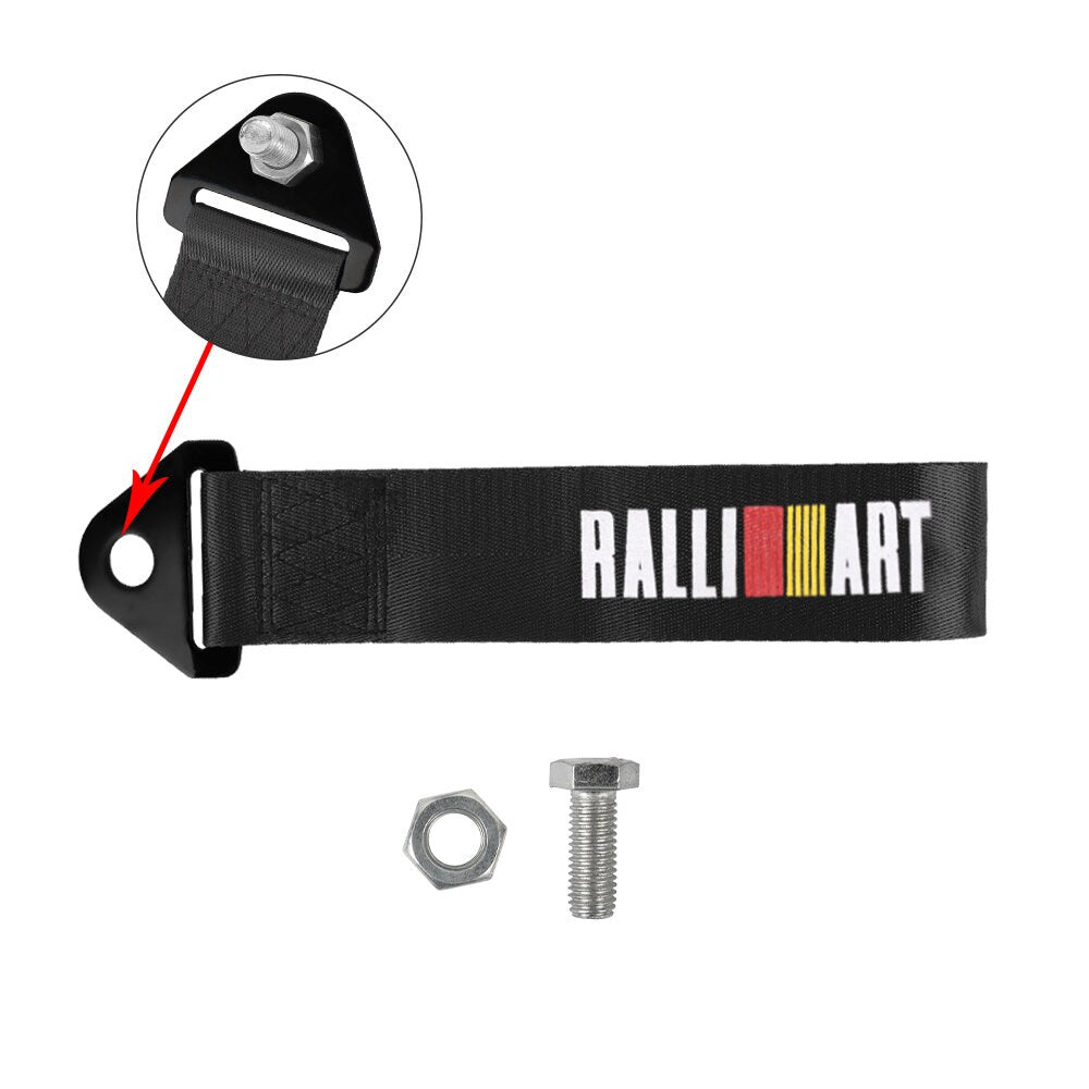 Brand New Ralliart High Strength Black Tow Towing Strap Hook For Front / REAR BUMPER JDM