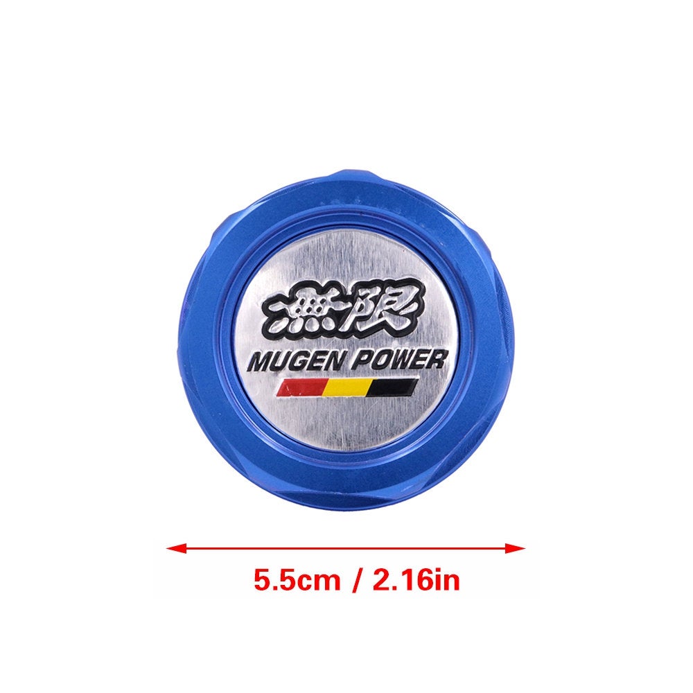 Brand New Jdm Mugen Emblem Brushed Blue Engine Oil Filler Cap Badge For Honda / Acura