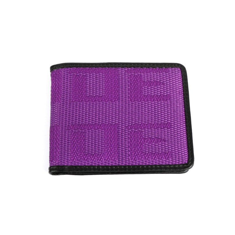 Brand New JDM XL Bride Purple Custom Stitched Racing Fabric Bifold Wallet Leather Gradate Men