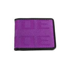 Load image into Gallery viewer, Brand New JDM XL Bride Purple Custom Stitched Racing Fabric Bifold Wallet Leather Gradate Men