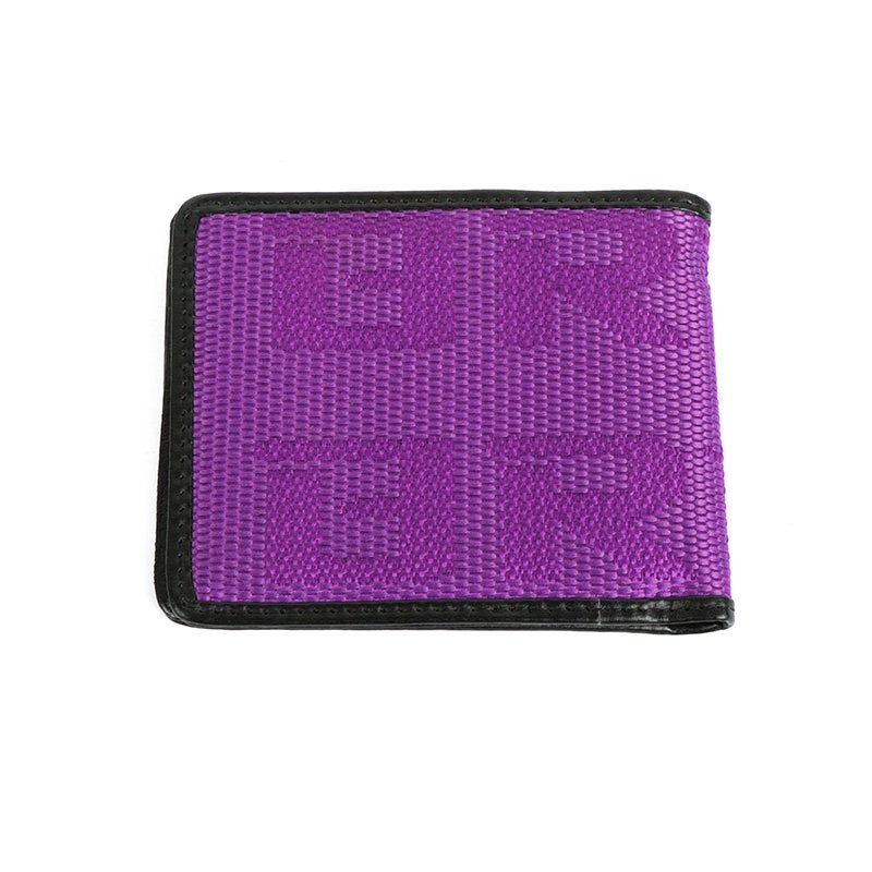 Brand New JDM XL Bride Purple Custom Stitched Racing Fabric Bifold Wallet Leather Gradate Men