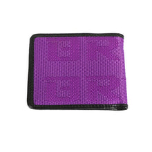 Load image into Gallery viewer, Brand New JDM XL Bride Purple Custom Stitched Racing Fabric Bifold Wallet Leather Gradate Men