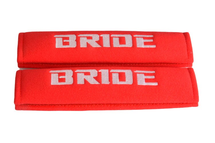 Brand New 2PCS JDM Red Bride Racing Logo Embroidery Seat Belt Cover Shoulder Pads New