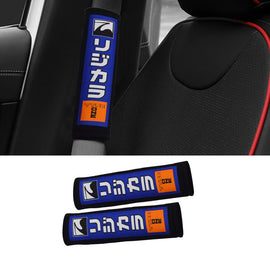 Brand New 2PCS JDM Spoon Sports Black Racing Logo Embroidery Seat Belt Cover Shoulder Pads New